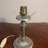 Metal lamp and art deco ribbed glass globe