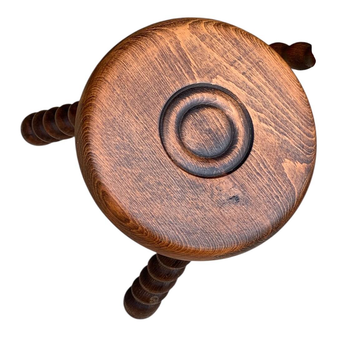 3 vintage turned wood stools