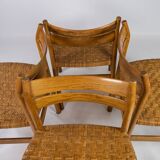 A set of four dining room chairs in oak and seat in papercord, designed by Børge Mogensen