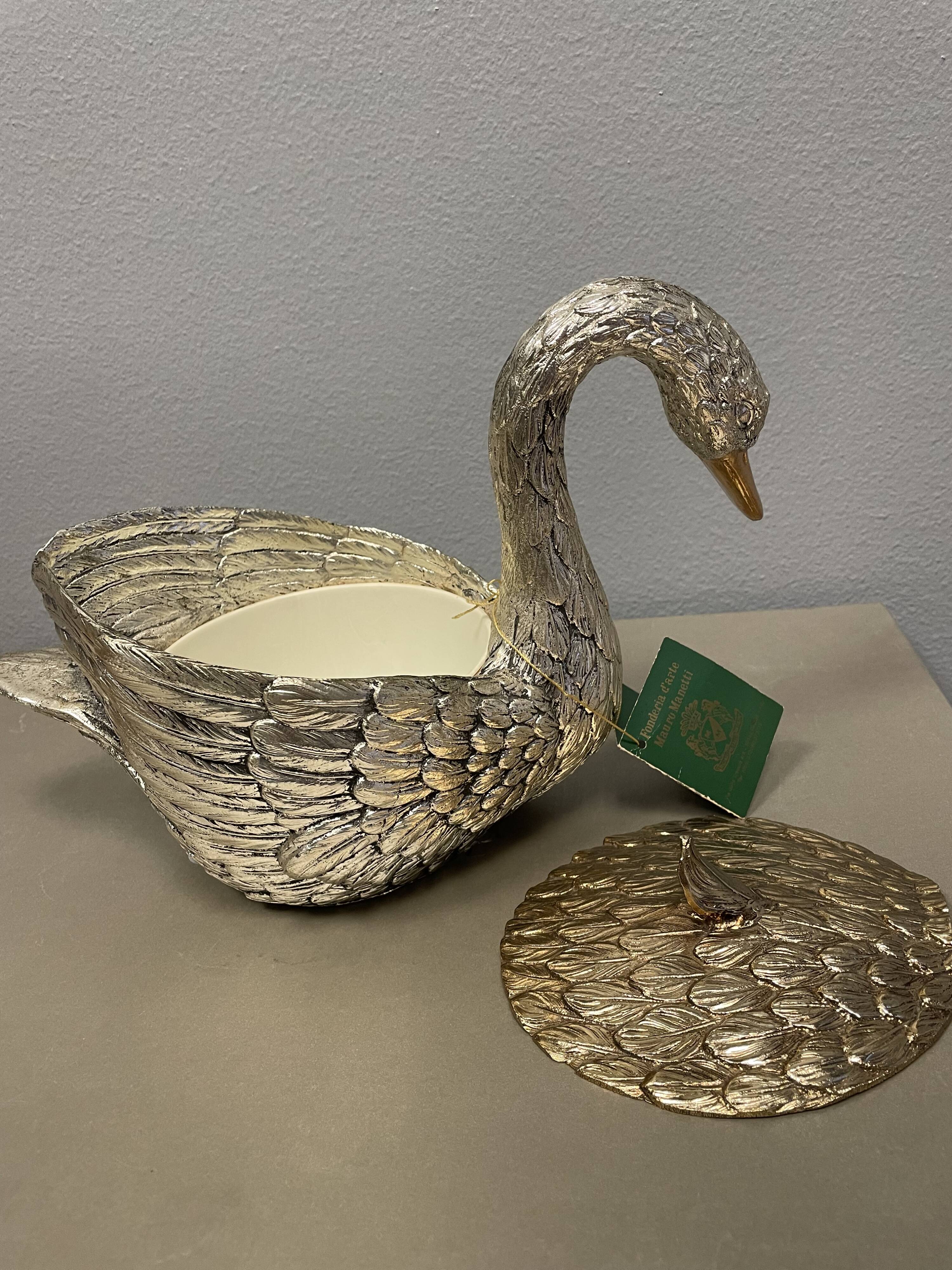 Ice bucket, swan, Mauro Manetti