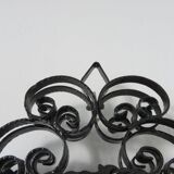 Opening mirror, shuttered, in black wrought iron, Vallauris 50s 60s