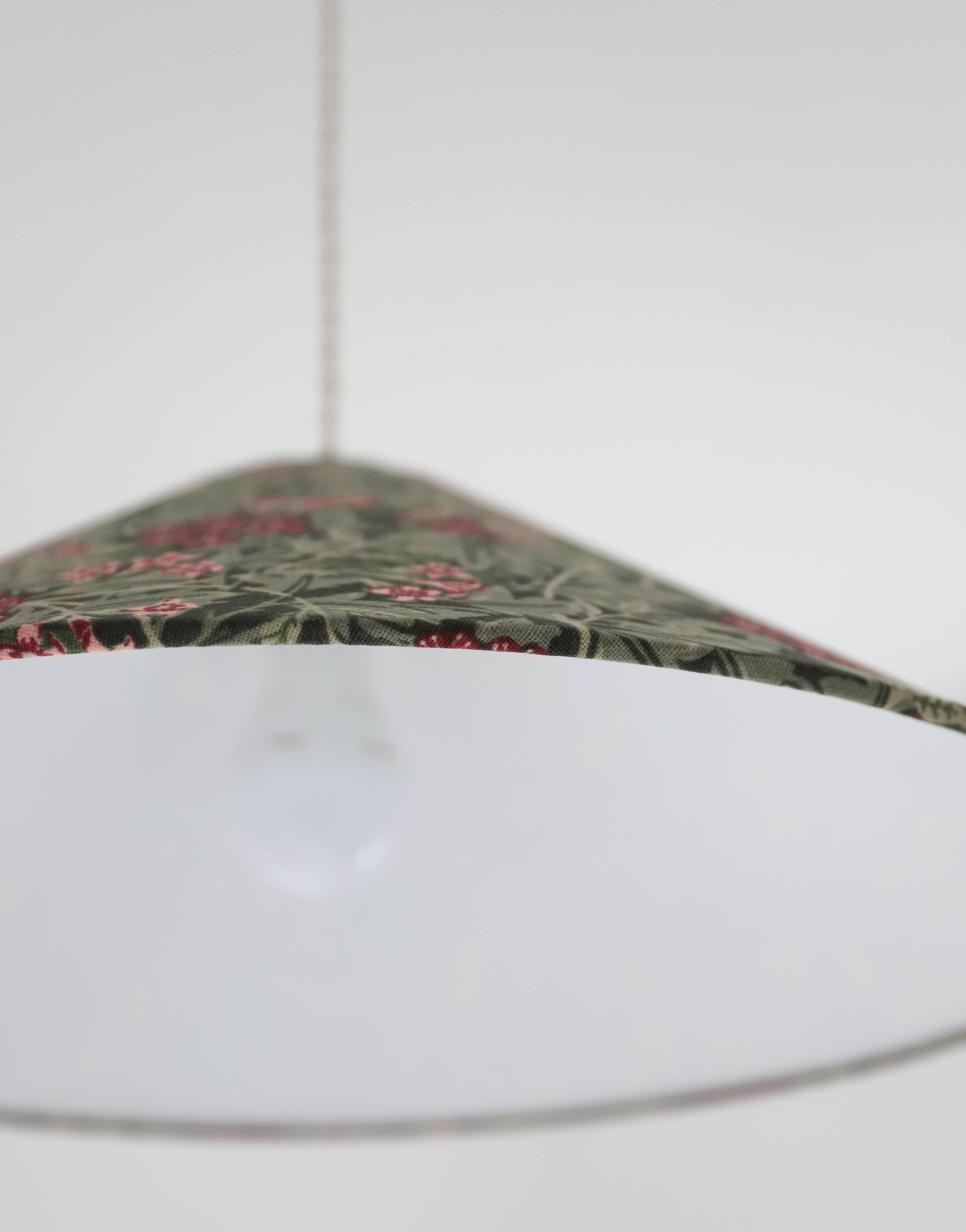 Refurbished printed trapezoidal pendant light