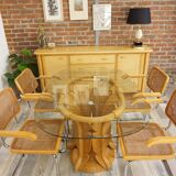 Wooden and rattan sideboard