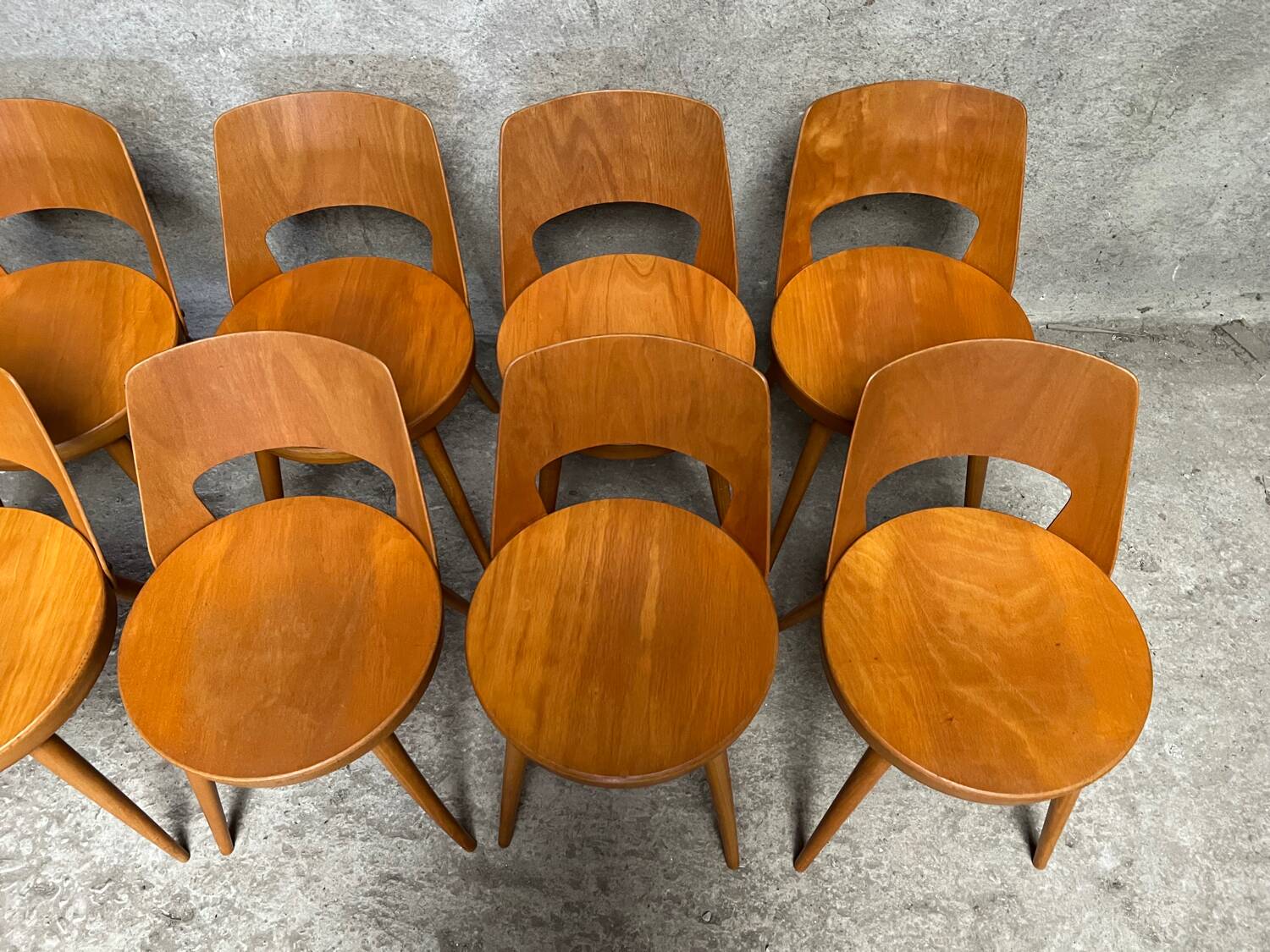 Series of 10 Baumann Mondor model chairs, bistro 1960