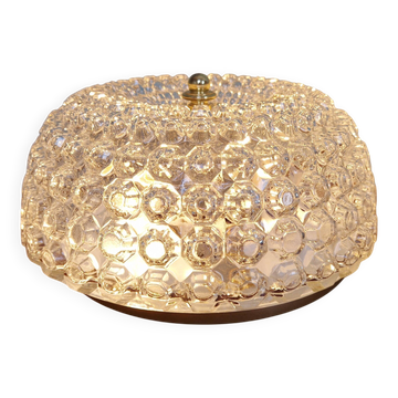 Large honeycomb glass and brass ceiling light, Glasshütte Limburg, 1970