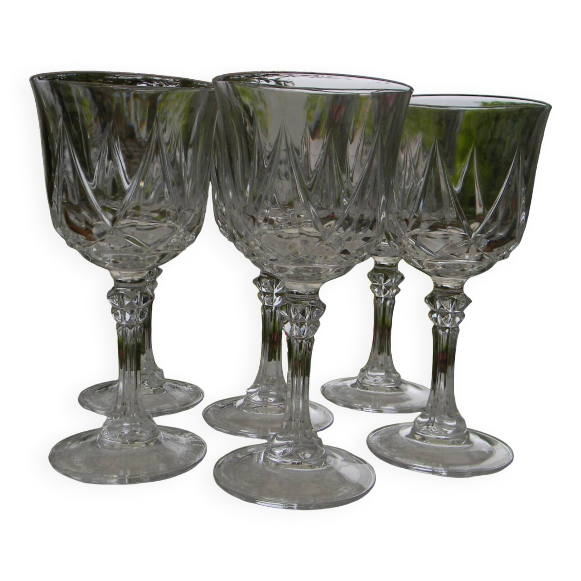 Set of 6 Arques crystal water glasses. Auteuil model.