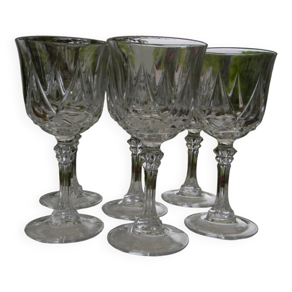 Lot de 6 verres à eau en cristal d'arques. modèle auteuil.