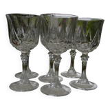 Set of 6 Arques crystal water glasses. Auteuil model.