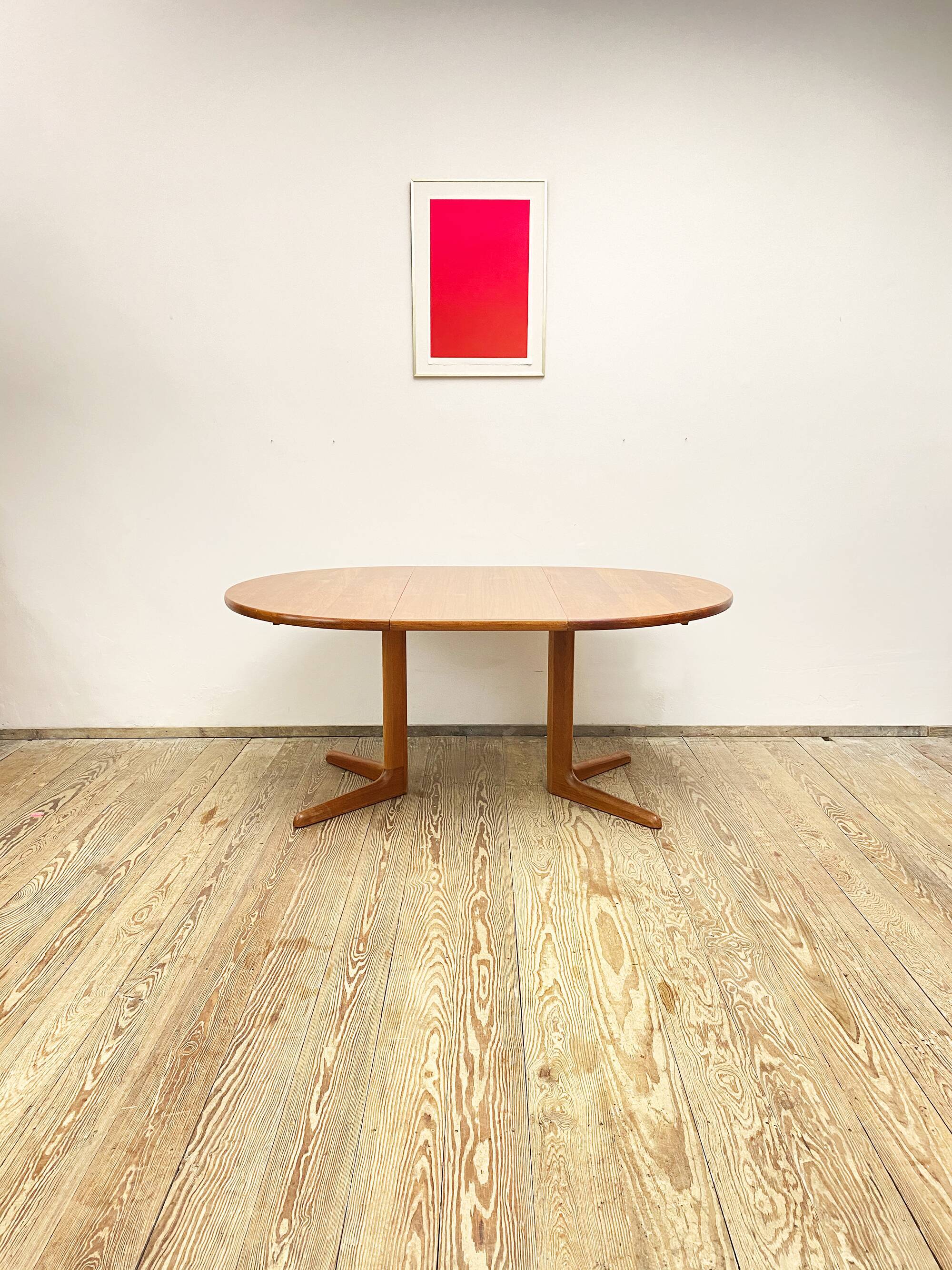 Extendable round mid century teak dining table, 1950s, Denmark