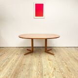 Extendable round mid century teak dining table, 1950s, Denmark