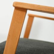 Pair of Beech Armchairs with grey upholstery