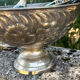 Large silver plated champagne cooler bowl on pedestal with grape