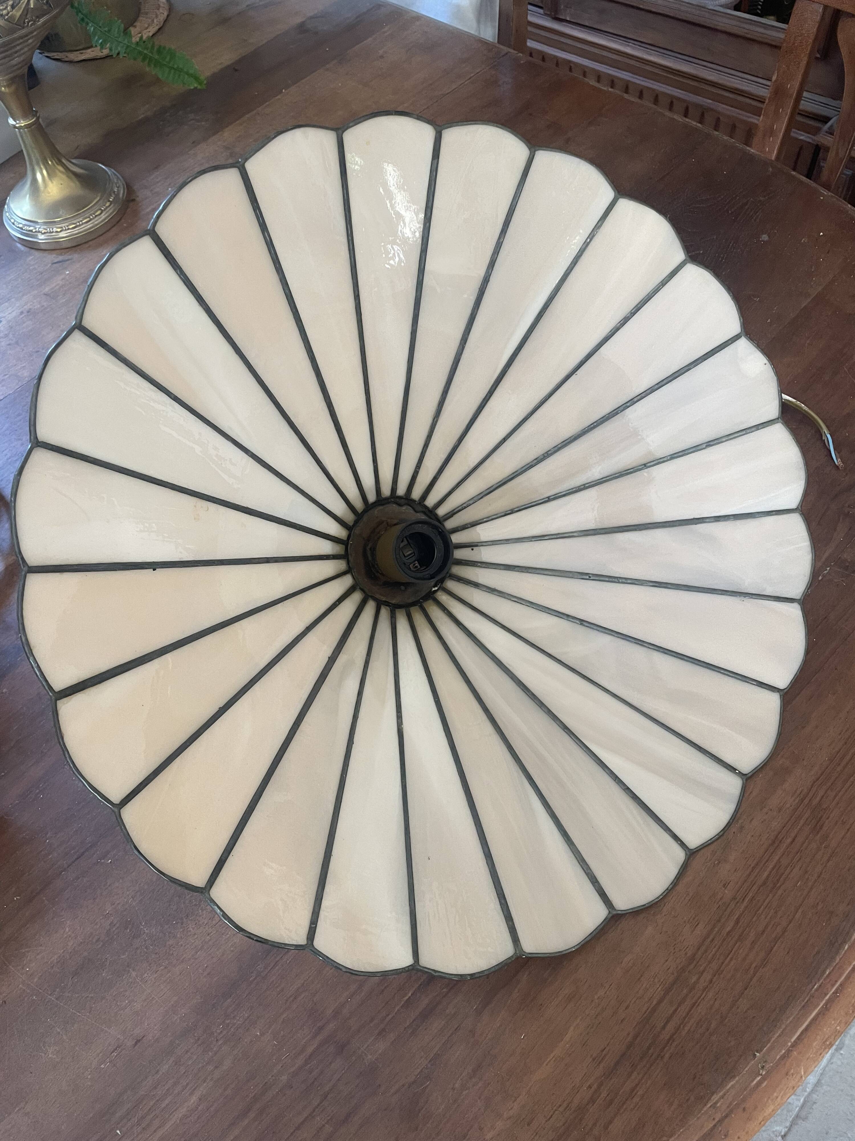 Suspension style Tiffany vintage, opal glass lampshade Ø45cm