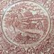 Set of 6 dessert plates in English porcelain red country décor