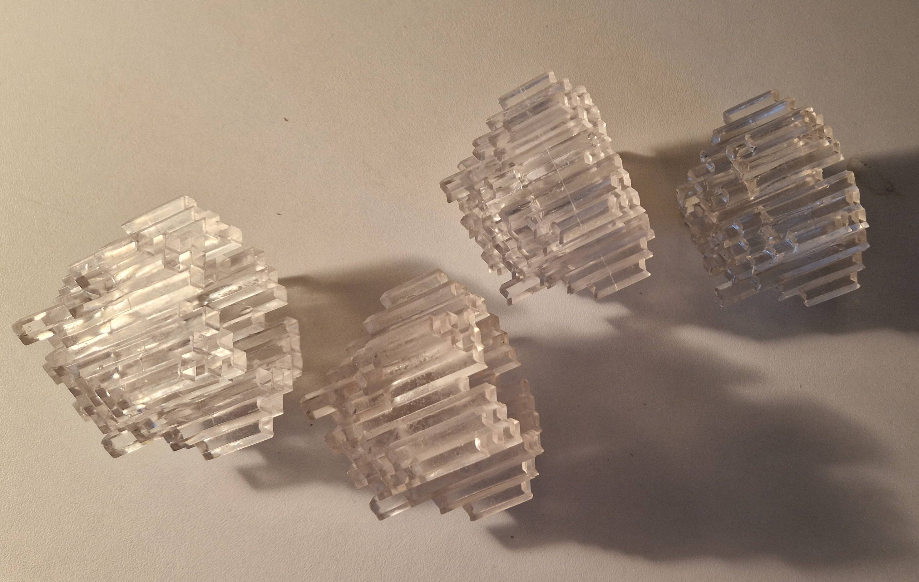 4 vintage plexiglass ice style candle holders 1980
