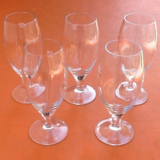 5 old beer glasses transparent glass