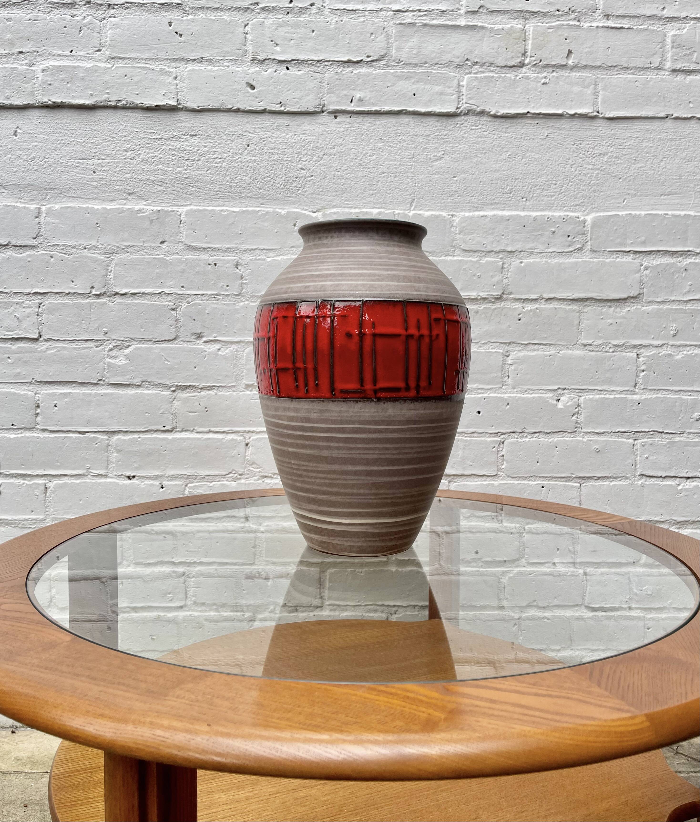 Vintage West German Vase Red Abstract Ceramic 1202/35