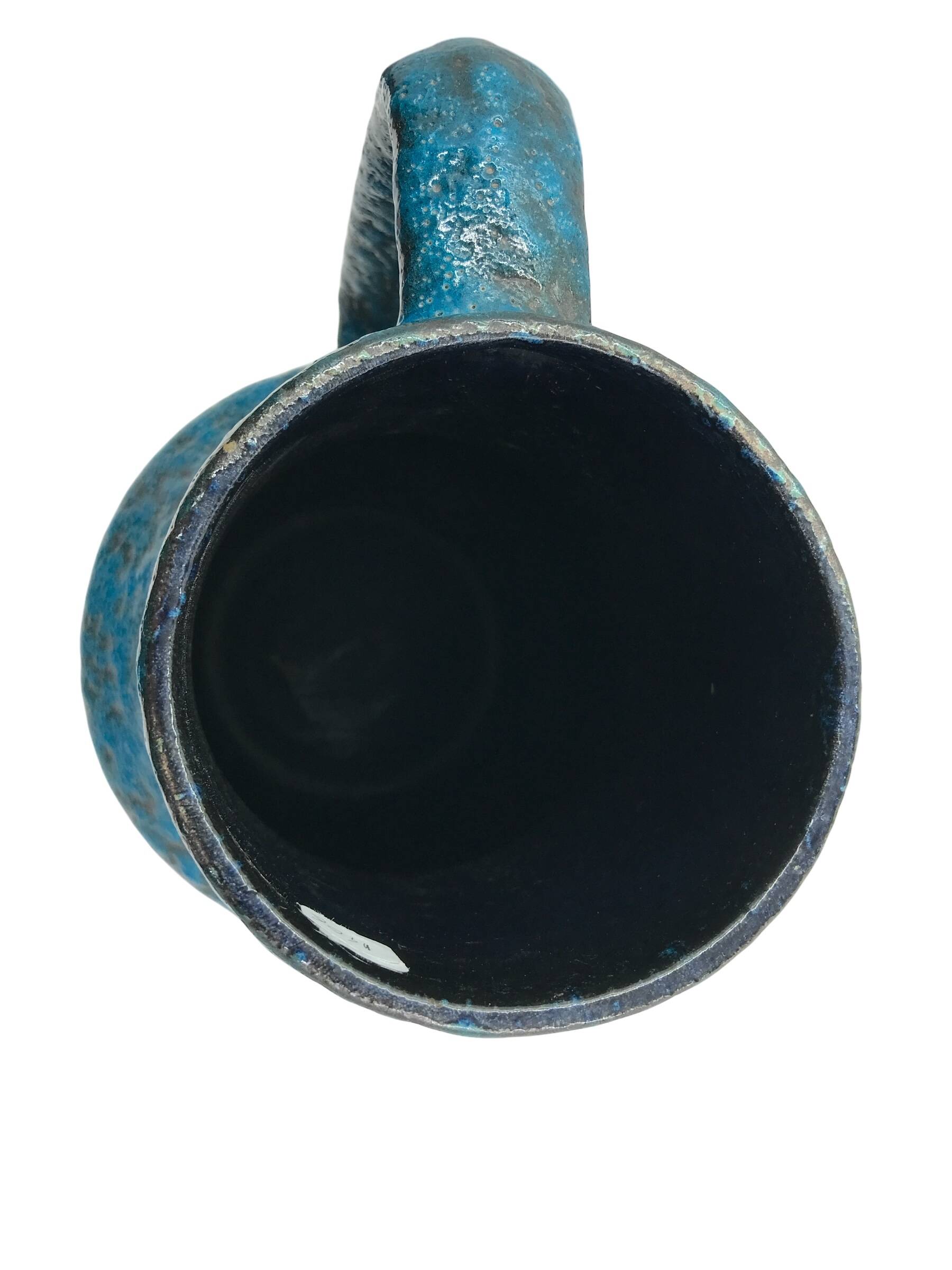 Blue speckled ceramic jar