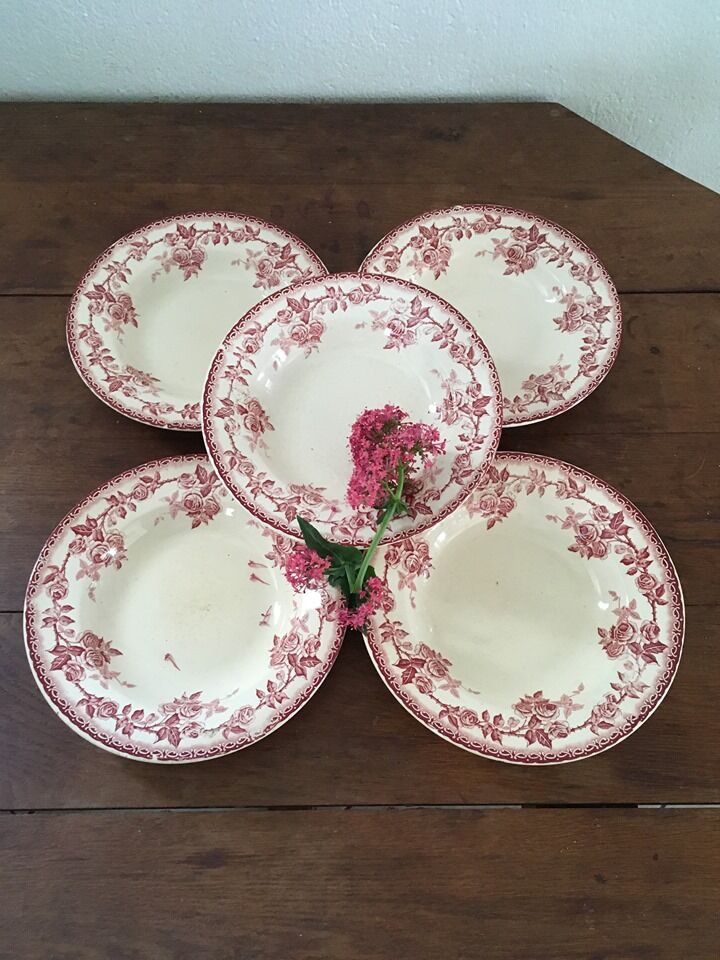Set of five iron earth soup plates