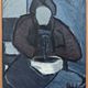 Mid 20th Century "Lady With Bowl" Swedish Figurative Portrait Oil Painting, Framed