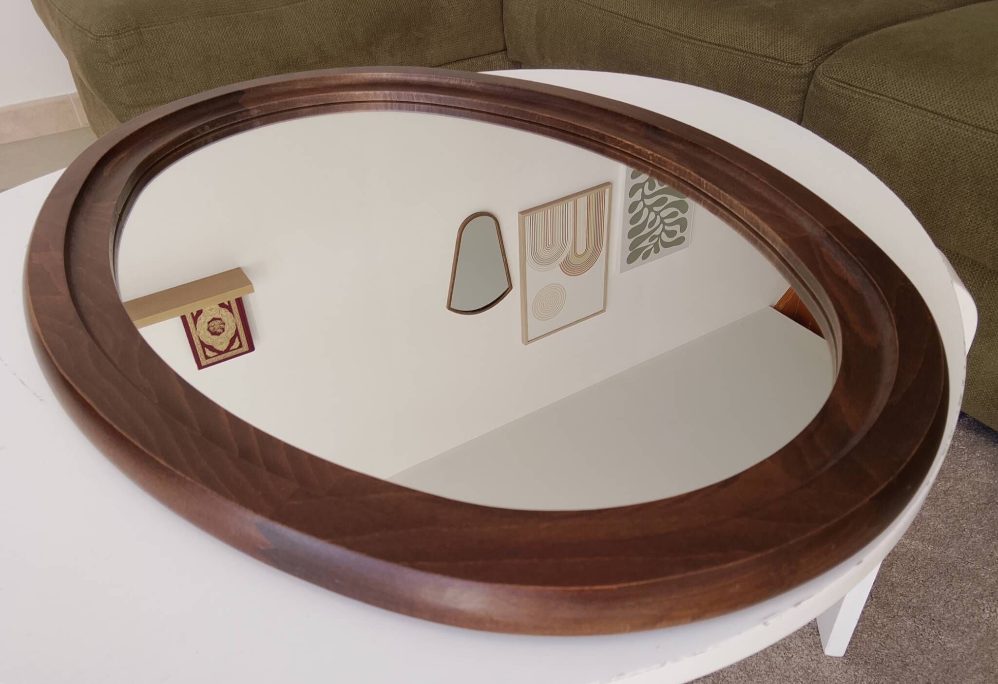 Miroir ovale vintage de style scandinave années 80/90