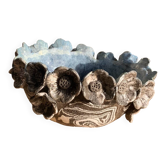Bol sculptural en céramique – Technique du neriage – Fleurs en relief