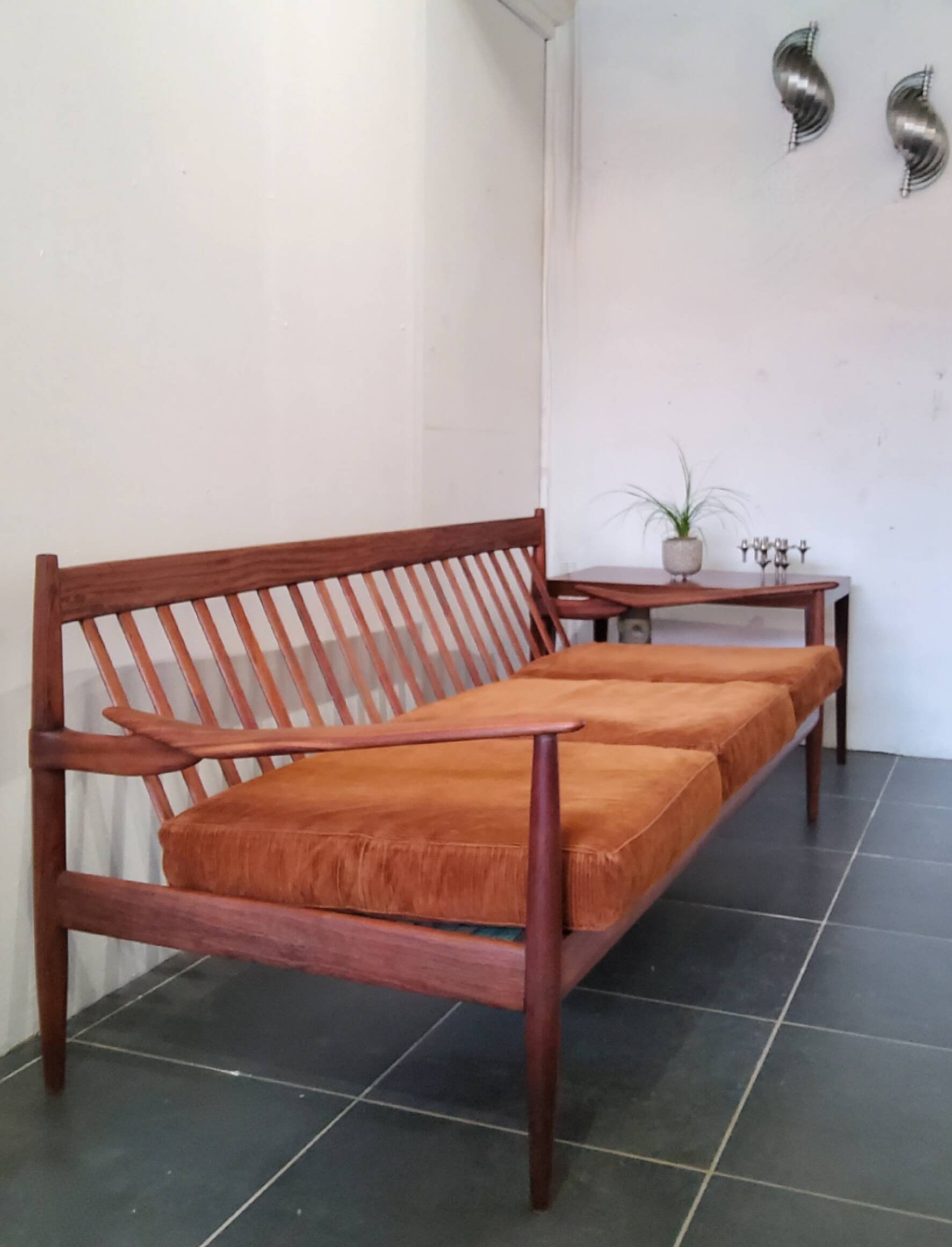 Scandinavian vintage 3-seater sofa in solid wood