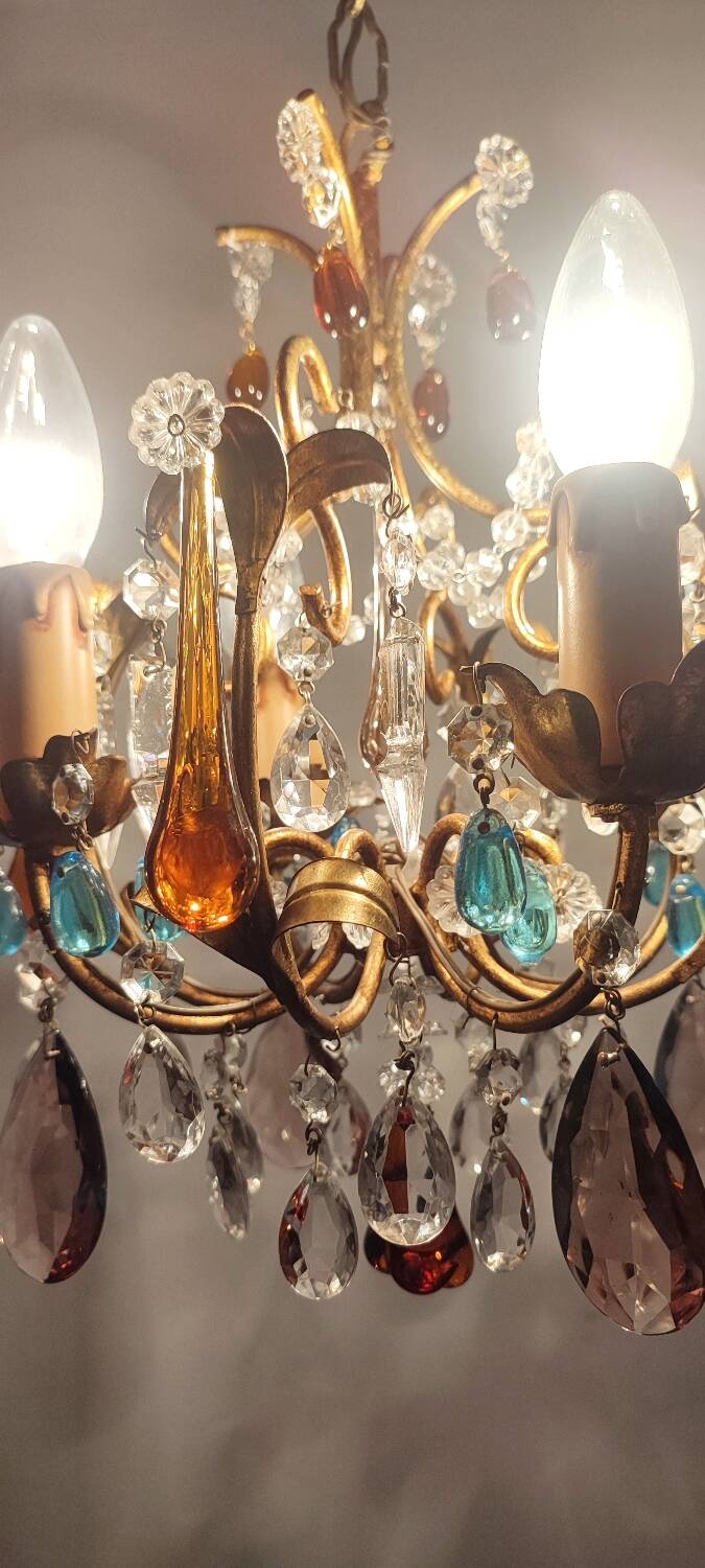 Crystal ceiling lamp. Spain, 1960s.