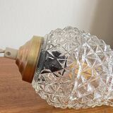 Antique tulip pendant lamp in transparent glass with brass claw LAMP-7386