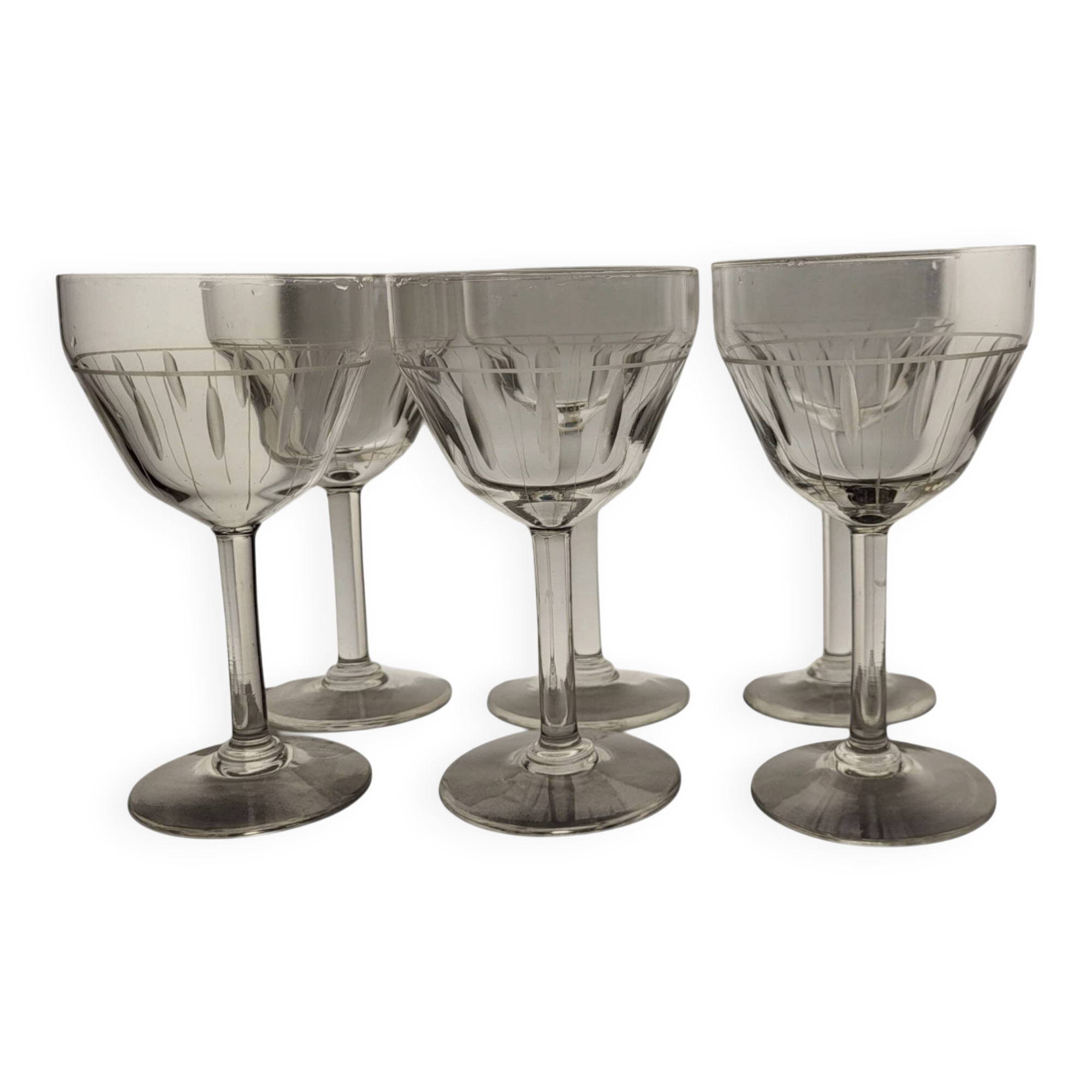 6 Art Deco water glasses