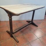 Bistro table oak base over marble