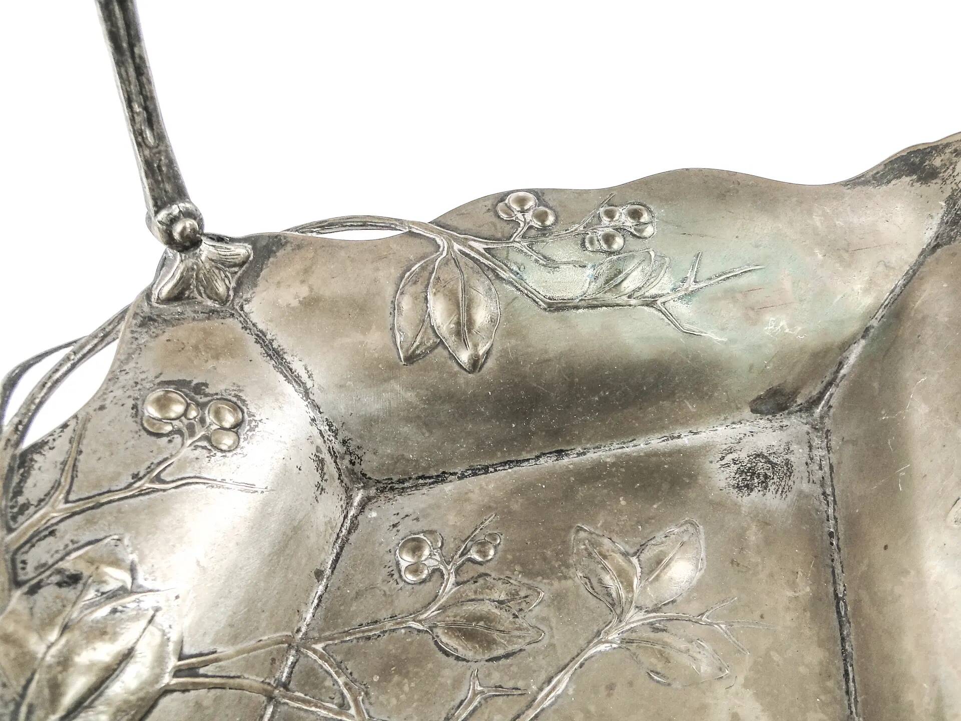 Art Nouveau basket, silver-plated brass, WMF, Germany, early 20th century