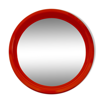 Vintage orange round mirror