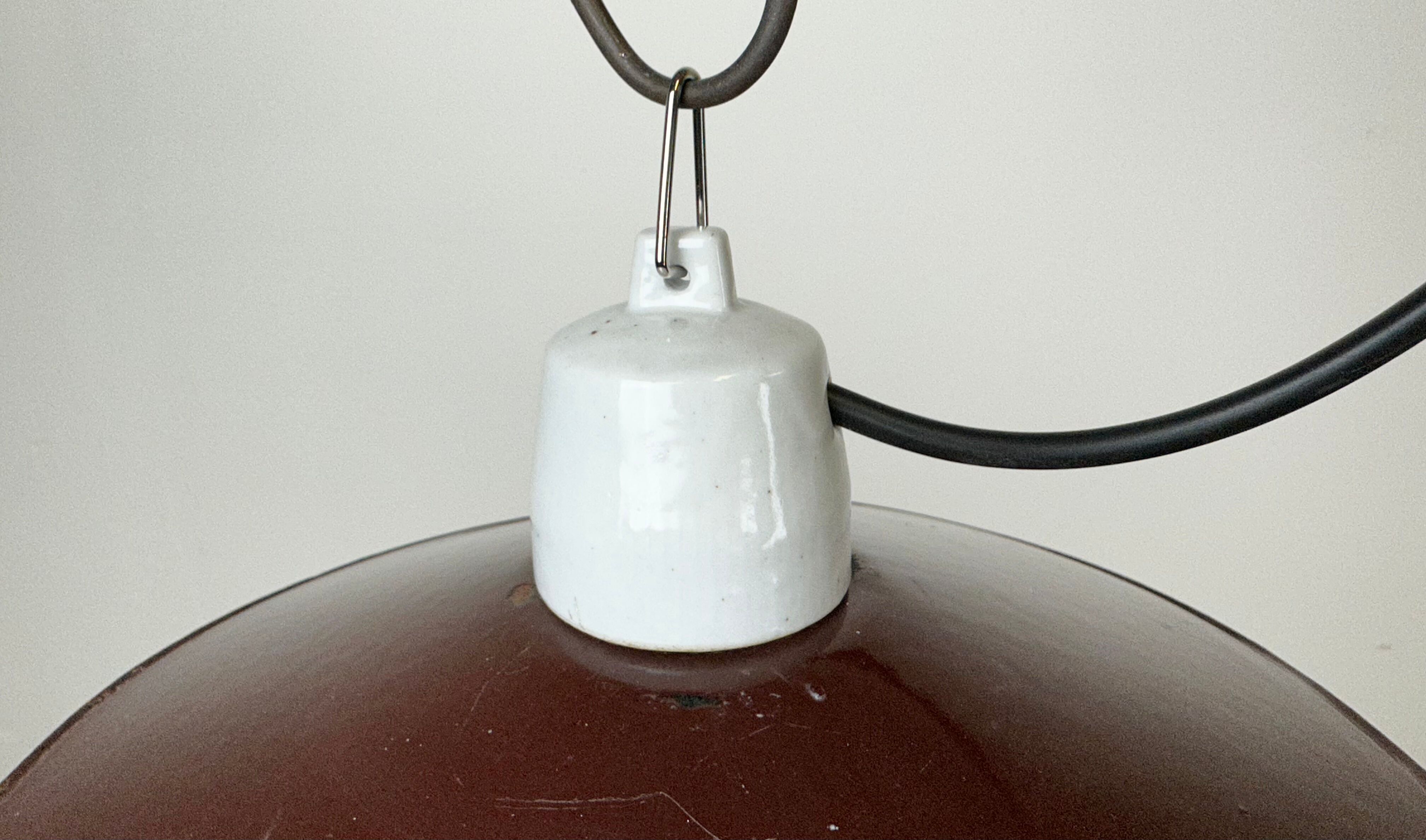 Industrial Red Enamel Pendant Light, 1970s