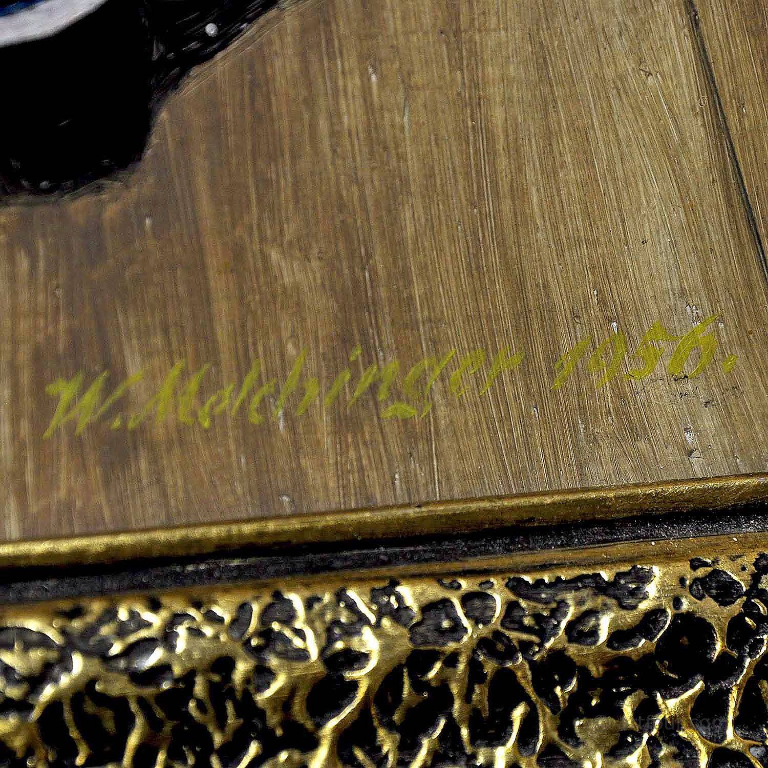 W. Melchinger - Scène folklorique bavaroise dans une menuiserie 1956