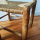 Set of 3 small wooden and straw benches/stools Vintage 60-70s