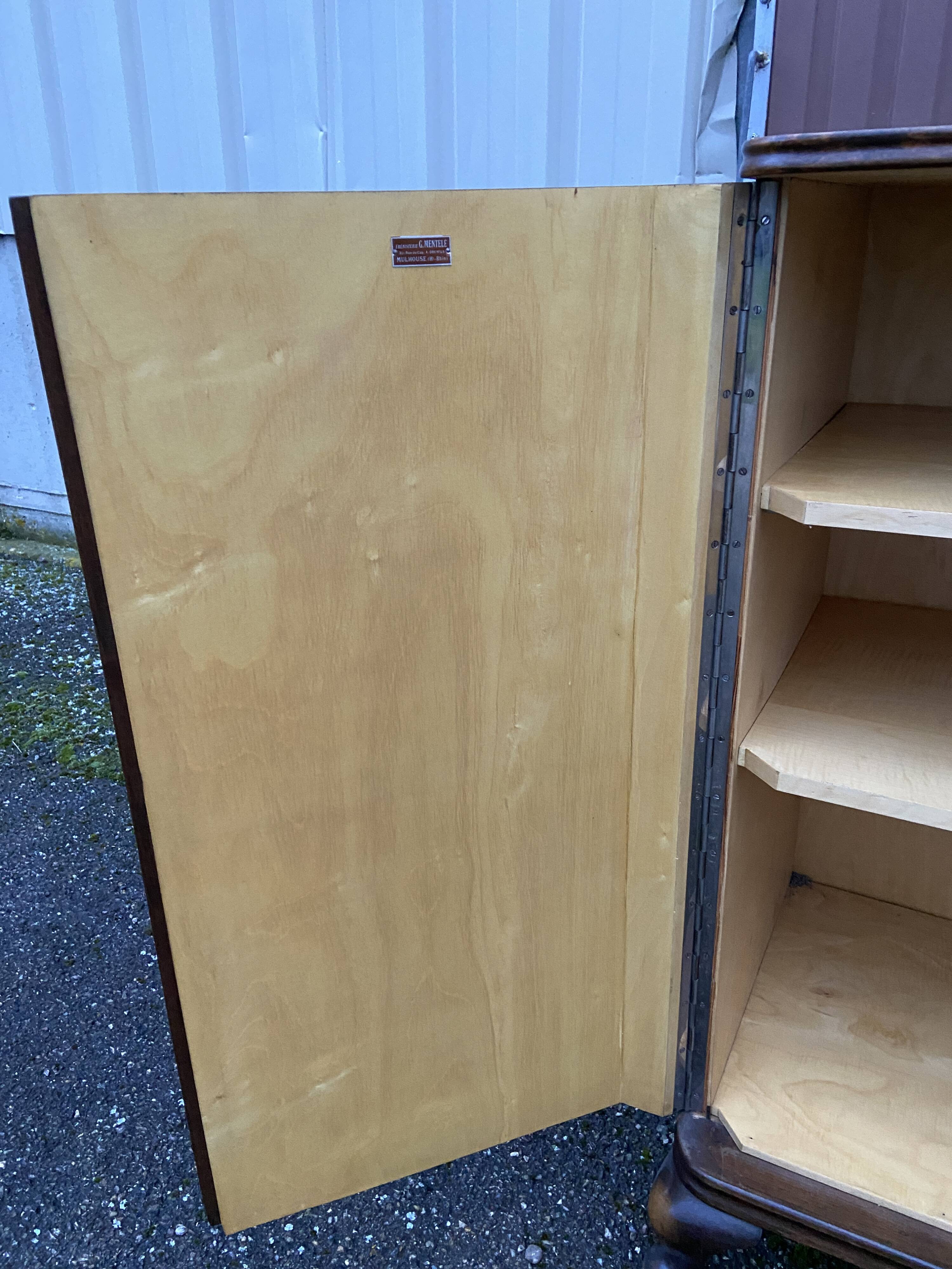 Art deco Chippendale sideboard Mid-century vintage 1950 Burl walnut