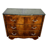 Art Deco curved chest of drawers in walnut