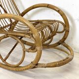 Vintage 1960s rattan rocking chair