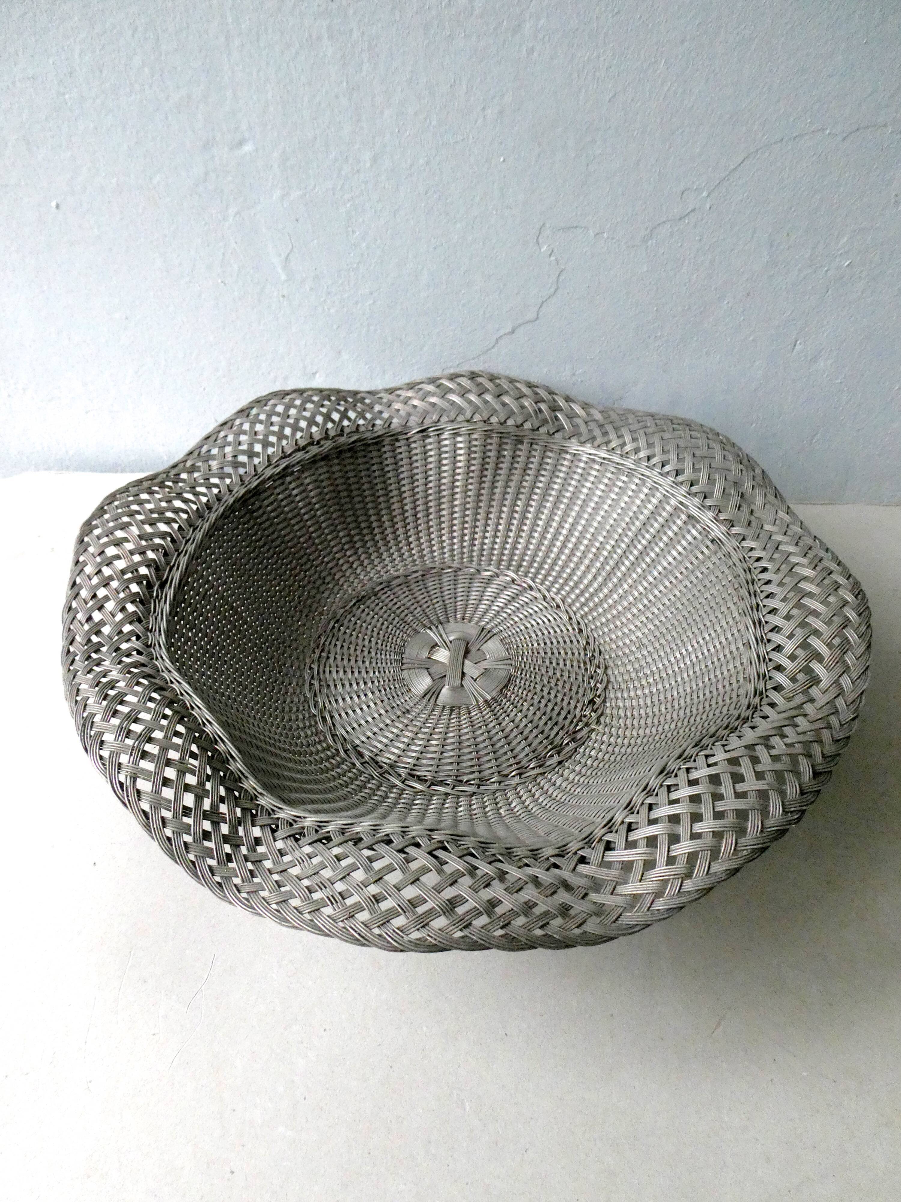 Trash braided silver metal, vintage