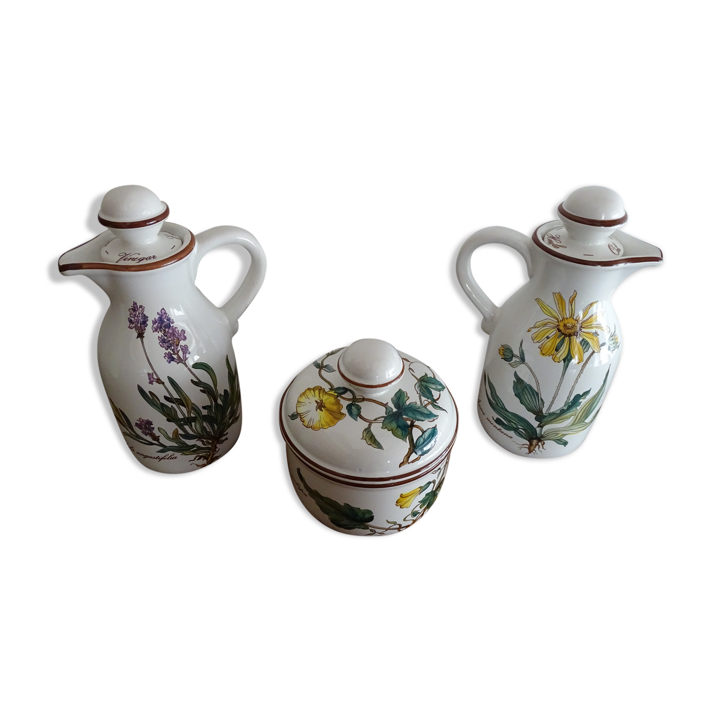 Villeroy & Boch set Huilier - vinaigrier - mustard maker signed Botanica