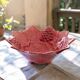 Vine leaf raspberry majolica centrepiece bowl