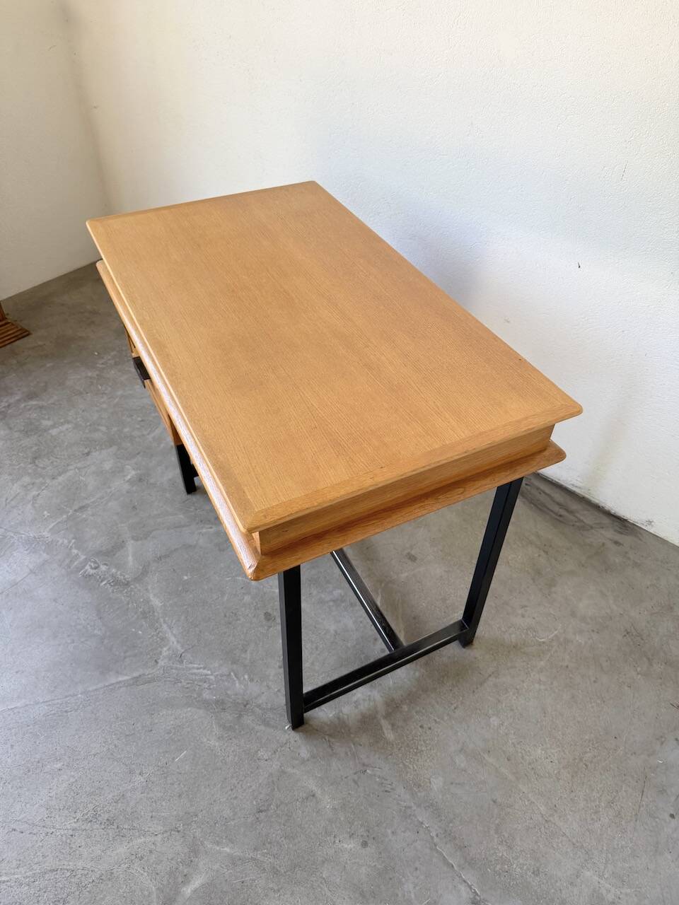 Modernist 50s oak metal desk