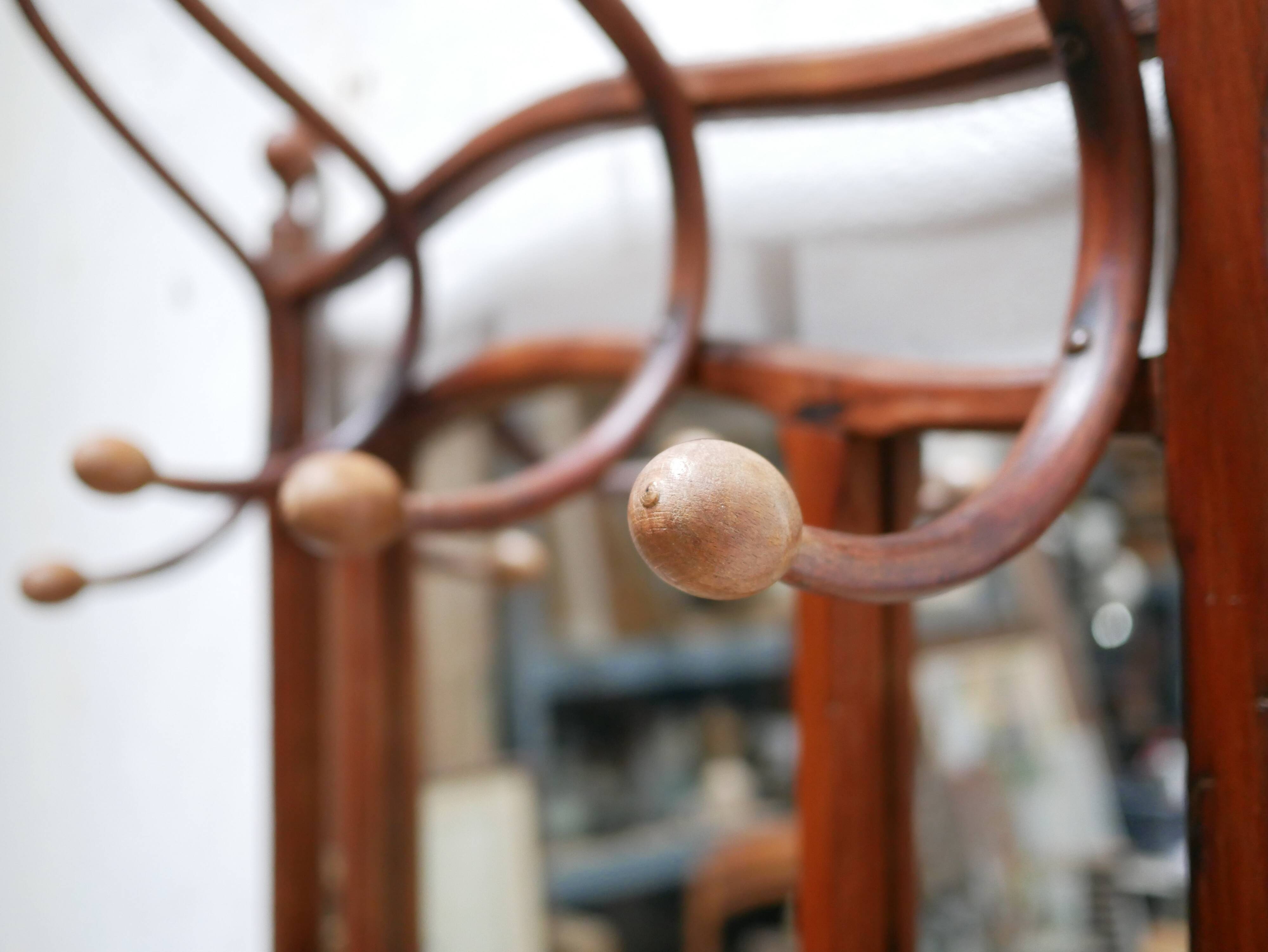 Antique wooden cloakroom coat rack
