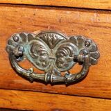 Small Victorian desk in solid walnut with drawers.