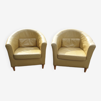 Camel leather club armchair