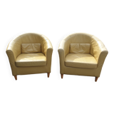 Camel leather club armchair