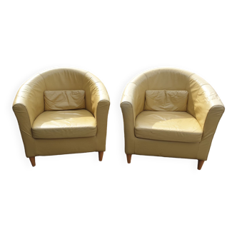 Camel leather club armchair