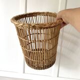 Rattan wastebasket