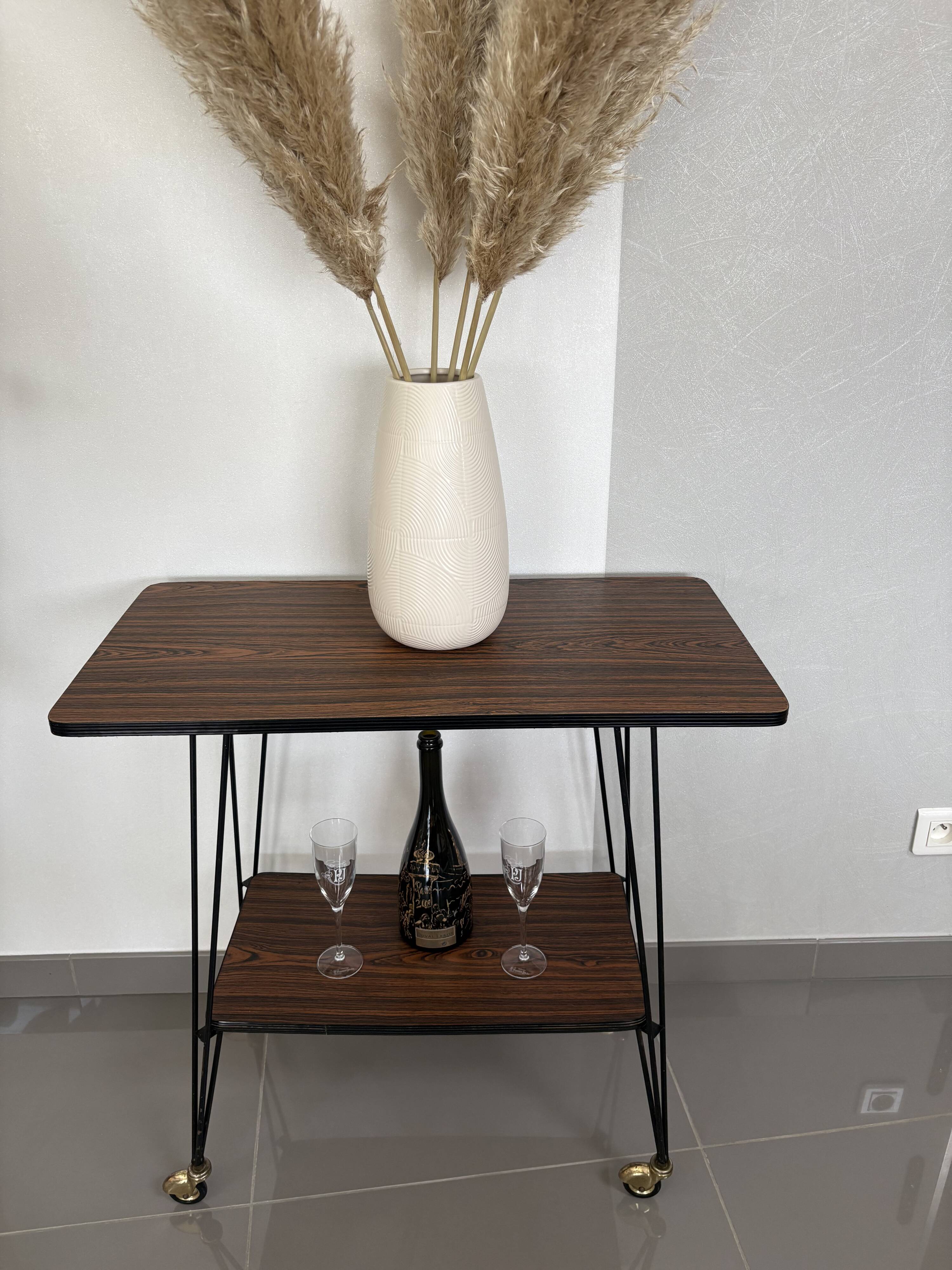 Vintage Side Table/Serving Cart on Wheels - 1950s/60s Style